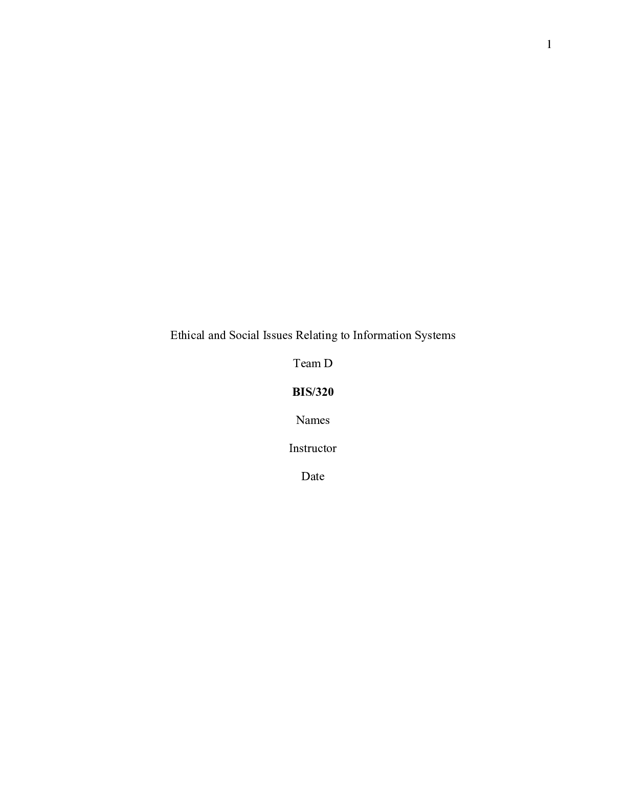 Preview image for BIS 320 Week 4 Team Assignment, Ethical and Social Issues Relating to Information Systems